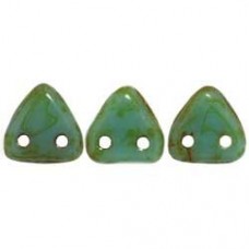 6mm CzechMates Triangles - Opaque Turquoise Picasso - 10gm