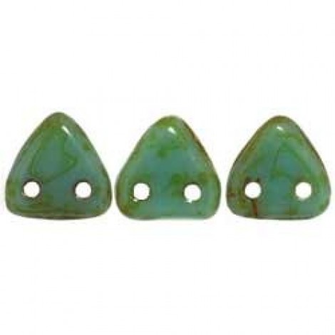 6mm CzechMates Triangles - Opaque Turquoise Picasso - 10gm