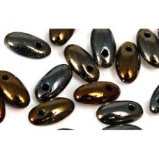 2.5x6mm Czech Rizo Beads - Iris Brown - 22gm