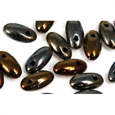 2.5x6mm Czech Rizo Beads - Iris Brown - 22gm 2.5x6mm Czech Rizo Beads - Iris Brown - 22gm