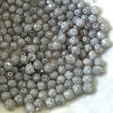 4mm Czech Firepolish Beads - Crystal Opal Grey - Pack of 50 4mm Czech Firepolish Beads - Crystal Opal Grey - Pack of 50