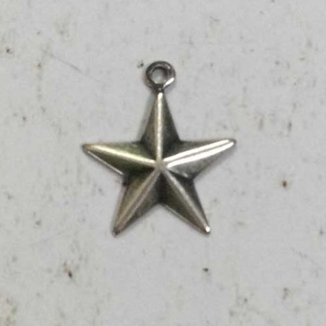 13mm Faceted Star Sterling Silver Plated Charms - ea