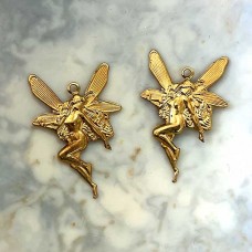 20mm Tinkerbell Raw Pressed Brass Charm (right) - Pack of 10