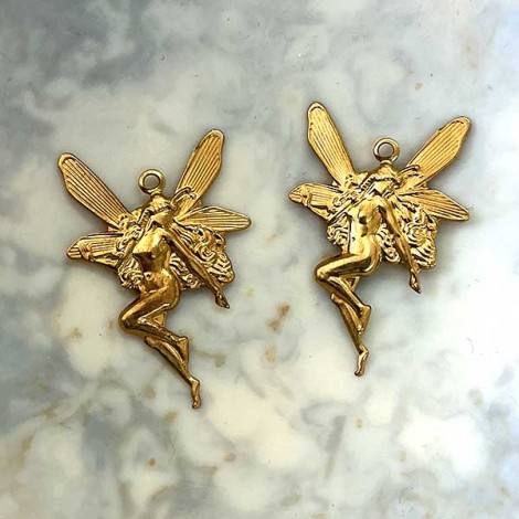 20mm Tinkerbell Raw Pressed Brass Charm (right) - Pack of 10