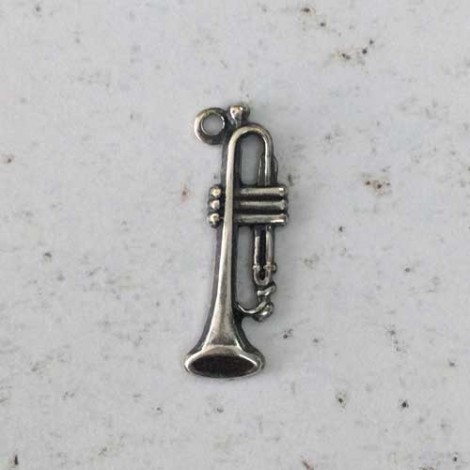 17mm Trombone Sterling Silver Plated Charms - each