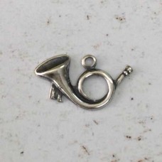 10x18mm French Horn Sterling Silver Plated Charms - Pack of 2