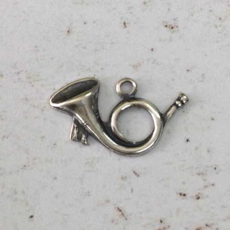 10x18mm French Horn Sterling Silver Plated Charms - each