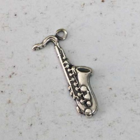 15mm Saxaphone Sterling Silver Plated Charms - each