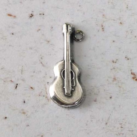 15mm Guitar Sterling Silver Plated Charms - each
