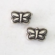 8x4mm Butterfly Metallized Spacer Beads - Antique Silver - Pack of 20