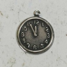 17mm Clock Sterling Silver Plated Charms - Pack of 2