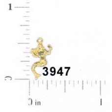 8mm Tiny Mermaid Raw Brass Charm - Right