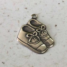 20mm Baby Shoes Sterling Silver Plated Brass Charms - ea