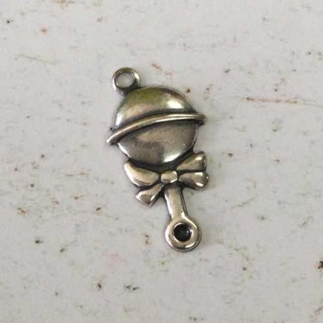 20mm Baby Rattle Sterling Silver Plated Charms - ea
