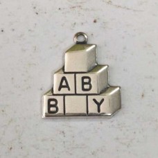 15mm Baby Building Blocks Sterling Silver Plated Charms - Pack of 6