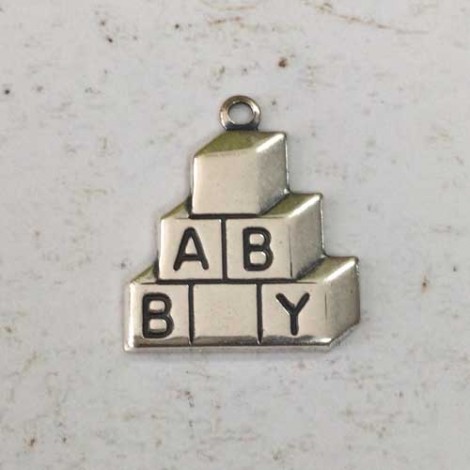 15mm Baby Building Blocks Sterling Silver Plated Charms - ea
