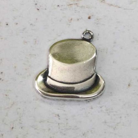 16mm Top Hat Sterling Silver Plated Charms - each