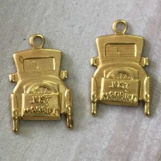 18mm Just Married Car Brass Charm - Pack of 2