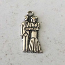 17x8mm Bride + Groom Silver Plated Charms - Pack of 2