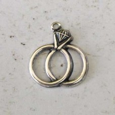 17x15mm Wedding Rings Sterling Silver Plated Charms - Pack of 2