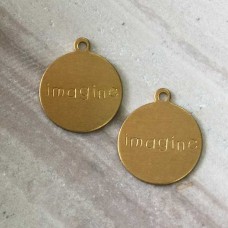 12mm Imagine Raw Brass Charm - Pack of 5