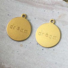 12mm Dream Raw Brass Charms - Pack of 5