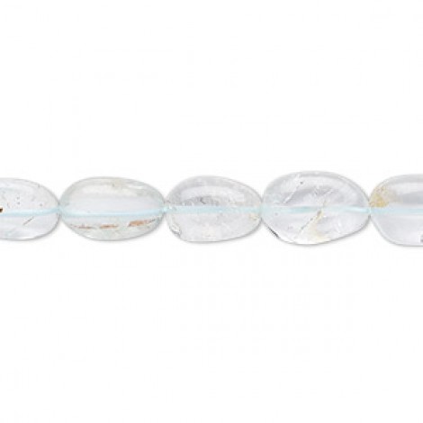 10x7mm Flat Oval Aqumarine Beads - 12in strand