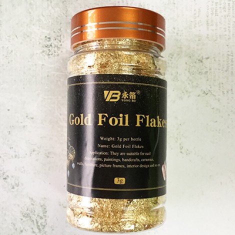 Gold Foil Flakes for Resin or Polymer Clay - 3gm Medium Jar