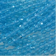 3mm Czech Fire Polished Beads - Aquamarine - Pack of 50
