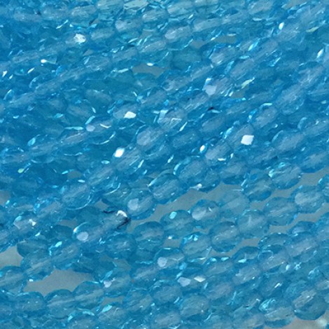 3mm Czech Fire Polished Beads - Aquamarine