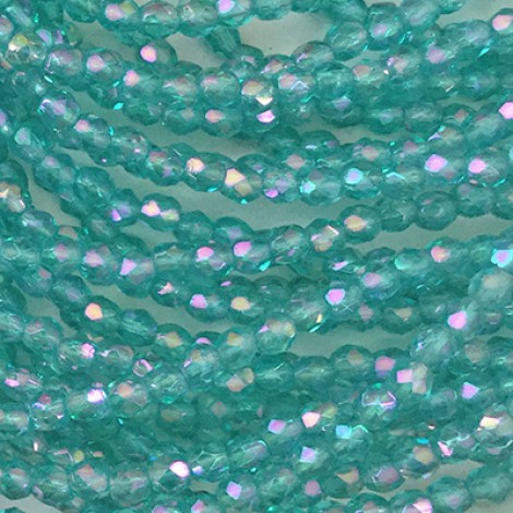 3mm Czech Fire Polished Beads - Luster Iris Teal