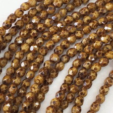 3mm Czech Firepolish Beads - Beige Picasso - Pack of 50