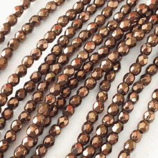 3mm Czech Firepolish Beads - Antique Bronze - Pack of 50