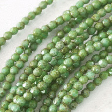 2.5mm Czech Firepolish Beads - Green Turquoise Picasso - Pack of 50