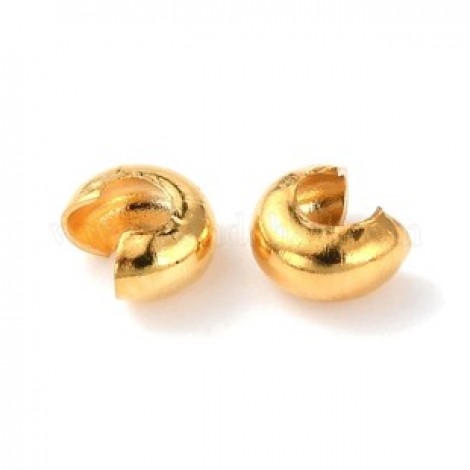 4x2mm Gold Stainless Steel Crimp Covers - Pack of 50