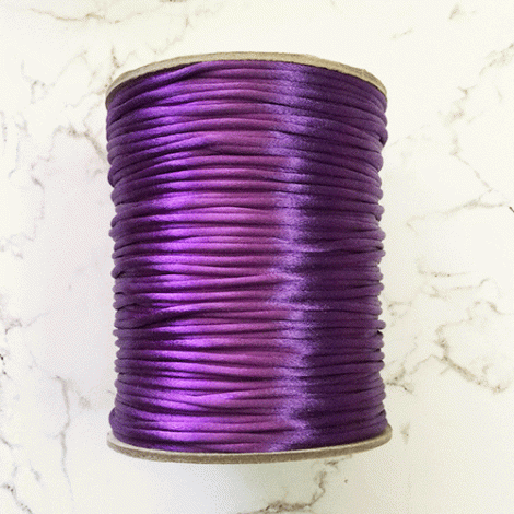 3mm Satin Rattail Cord - Purple - Per 5 metres