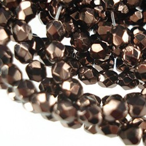 3mm Czech Firepolish Beads - Dark Jet Bronze - Pack of 50