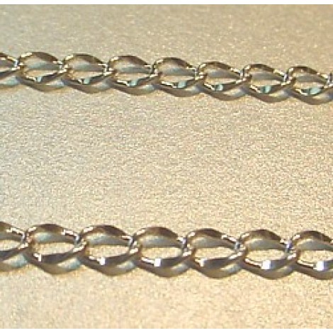 3.5mm Hammered Curb Chain - Silver Plated
