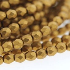 3mm Czech Firepolish Beads - Matte Met Ant Gold