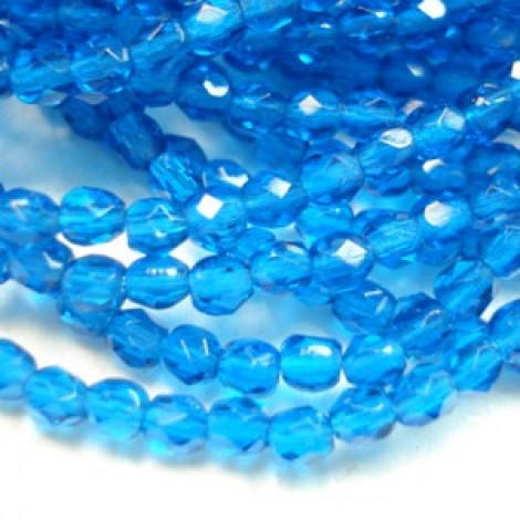 3mm Czech Firepolish Beads - Capri Blue