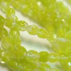 3mm Czech Firepolished Round Beads - Chartreuse/Crystal - Pack of 50