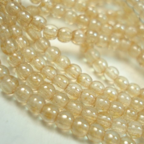 3mm Czech Round Glass Beads - Transp Lustre Champagne - Pack of 100