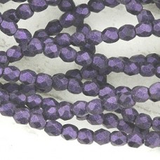 3mm Cz Firepolish Beads - Metallic Suede Purple