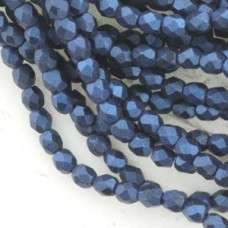 3mm Cz Firepolish Beads - Metallic Suede Blue