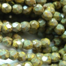 3mm Czech Firepolish Beads - Goldenrod Picasso