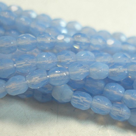 3mm Czech Firepolish Beads - Milky Sapphire
