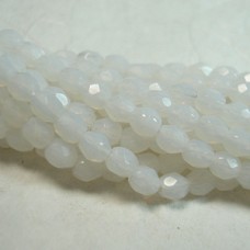 3mm Czech Firepolish Beads - Milky White
