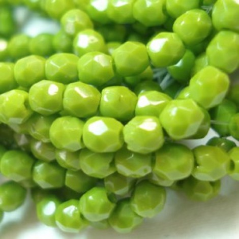 3mm Czech Firepolish Beads - Opaque Olive