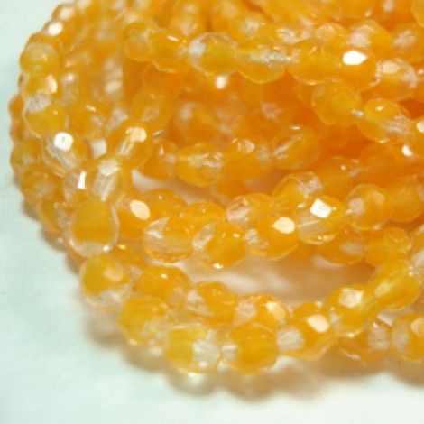 3mm Czech Firepolish Glass Beads - Tangerine