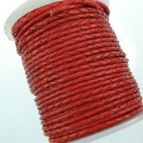 2.5mm Red Braided Bolo Leather Cord